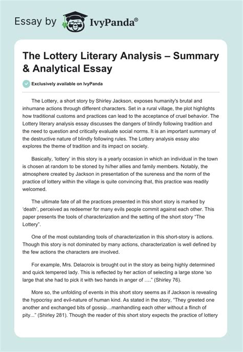 the lottery analysis essay.
